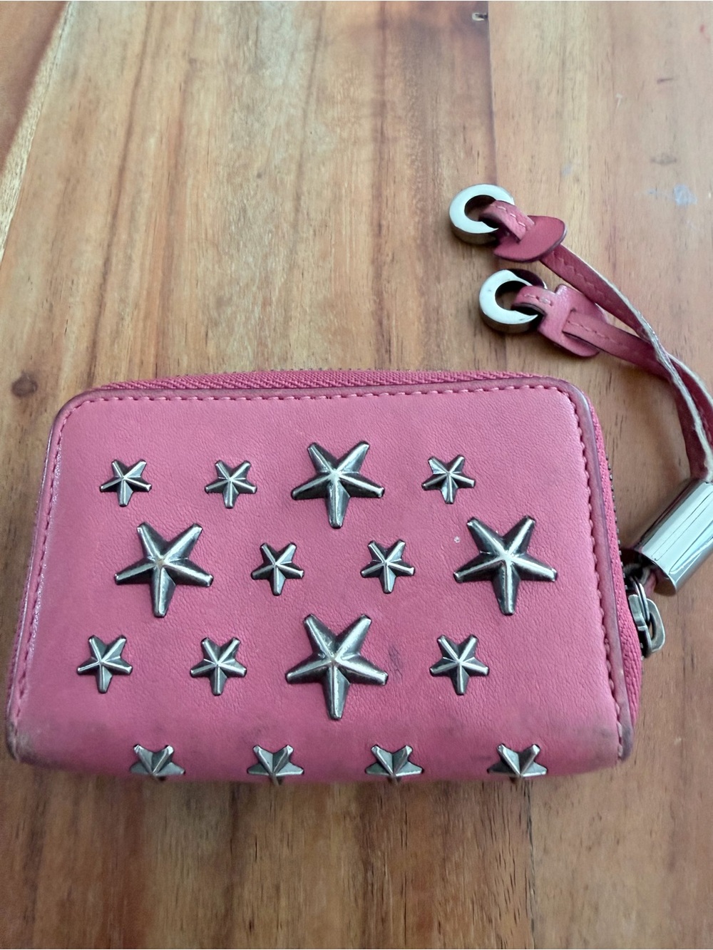 Jimmy Choo Nellie Pink Star Stud Coin Wallet